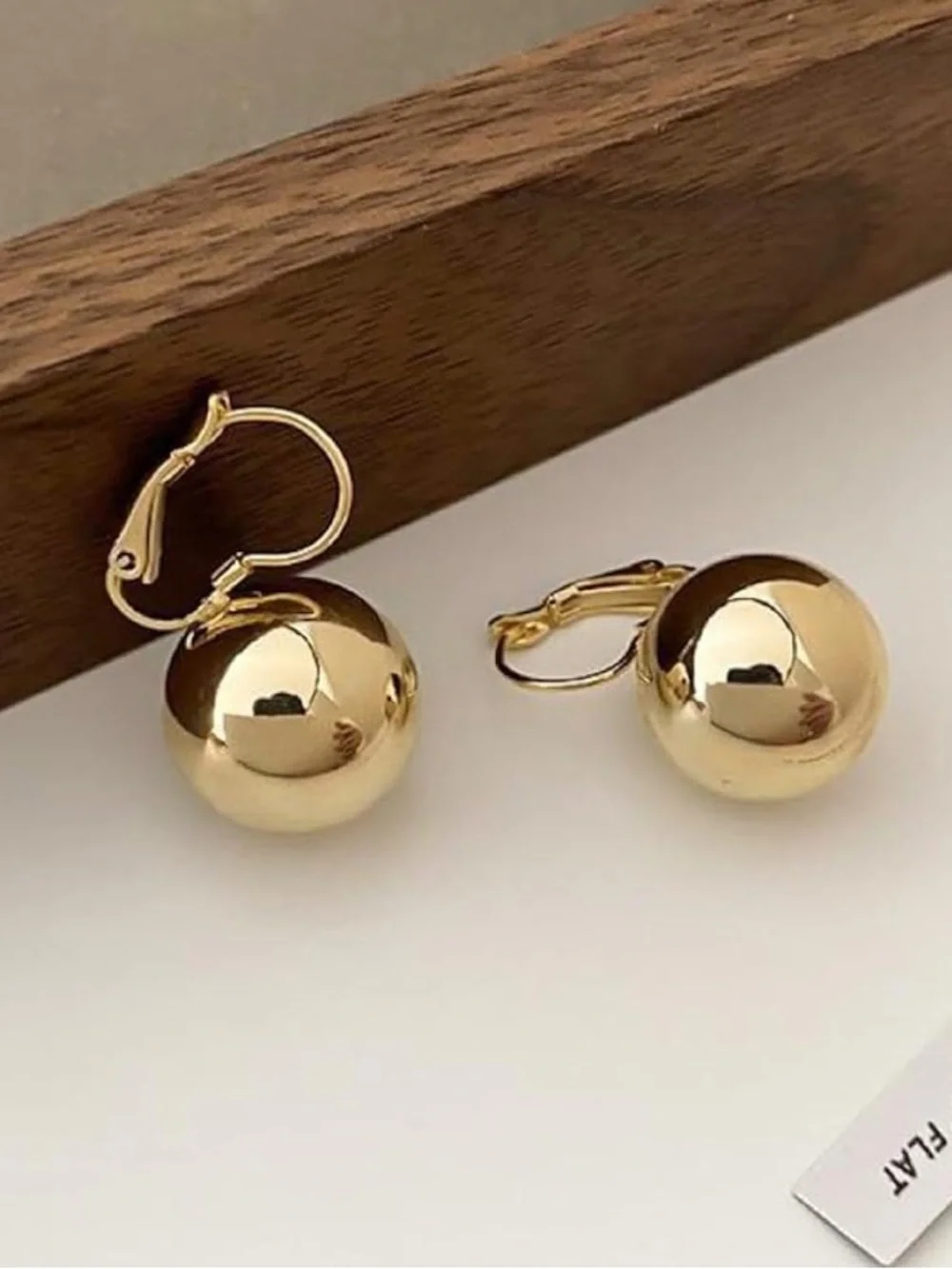 Anthropologie Polished Gold Tone Ball Leverback Earrings